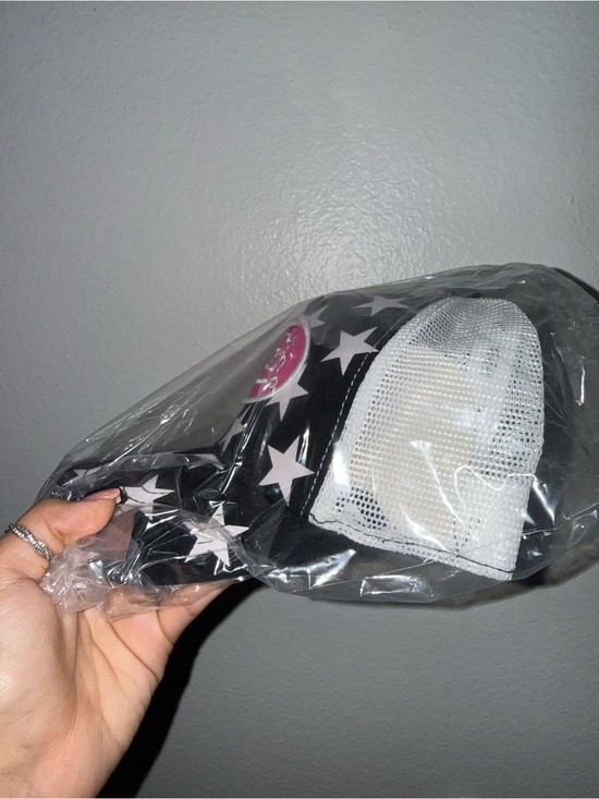 Von Dutch Black Cap with Pink Logo Patch and White Stars